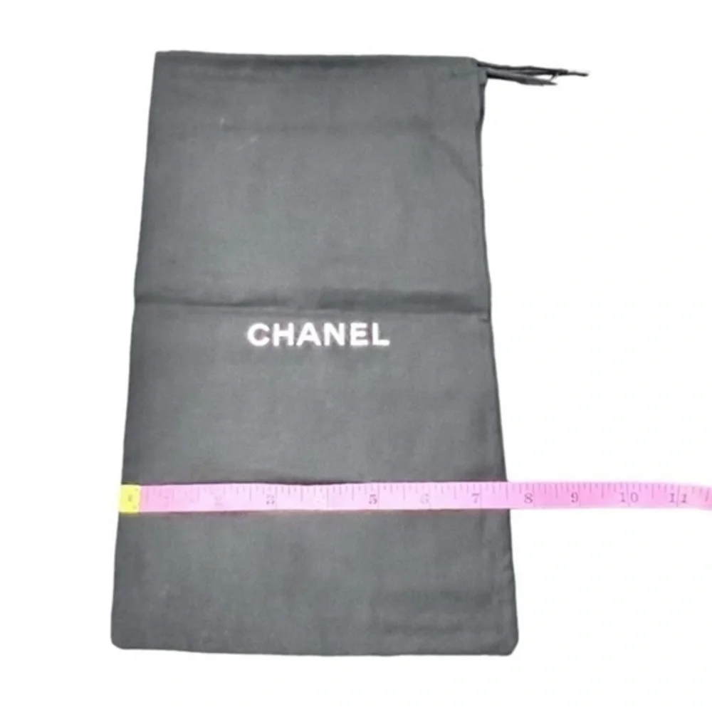 Chanel Black w/White Letters Cotton Drawstring Top Dust Cover Bag 7.5